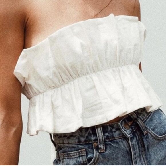 Cloud Ten Ruffle Strapless Top Crop Festival Boho Coastal Fairycore Coachella-S - Picture 1 of 10